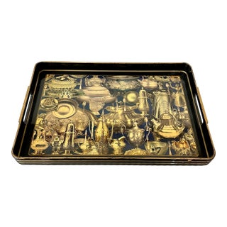 Bespoke Lacquered Fornasetti Style Serving Tray Sally Designs Artist Signed For Sale