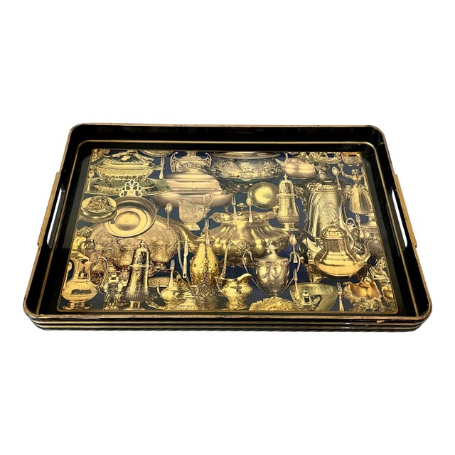 Bespoke Lacquered Fornasetti Style Serving Tray Sally Designs Artist Signed For Sale