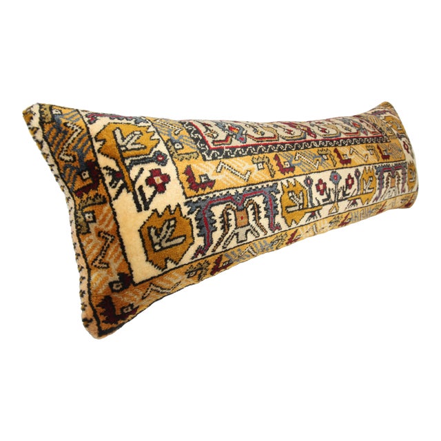 Home Decor Handwoven Vintage Rug Lumbar Pillow Cover -16'' X 45'' For Sale