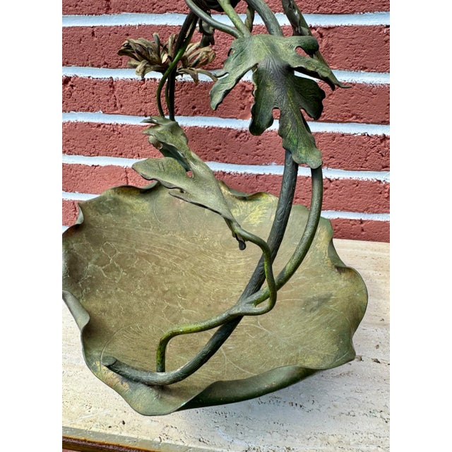 Olive Large 16 1/2” Fine Antique Cold Painted All Bronze Basket For Sale - Image 8 of 11