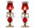 Pair of Early 20th Century Victorian Cranberry Glass Mantle Luster Lamps With Etched Floral Shades For Sale