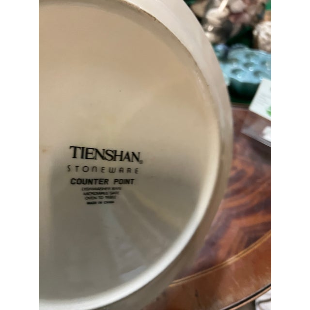 1980s Stoneware Plate With Blue and Pink Accents For Sale In Atlanta - Image 6 of 6