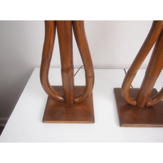 Mid-Century Modern Rattan Lamps - a Pair For Sale - Image 3 of 10
