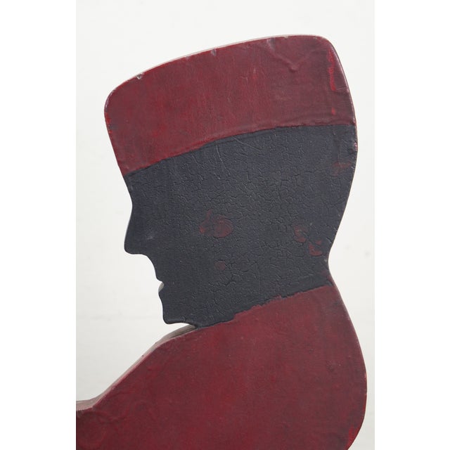 Red Wood Folk Art Silent Butler Bellhop Dumb Waiter Silhouette Serving Stand 35" For Sale - Image 8 of 14