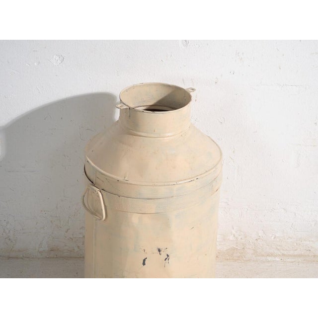 Rustic Vintage Painted Tin Milk Cans, Poland, 1950, Set of 2 For Sale - Image 3 of 9