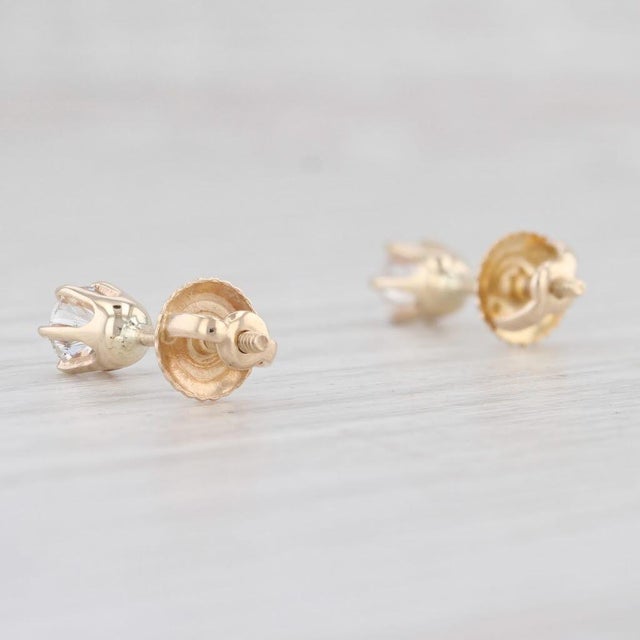 2020s 0.47ctw Diamond Stud Earrings 14k Yellow Gold Solitaire Round Pierced - 2 Pieces For Sale - Image 5 of 6