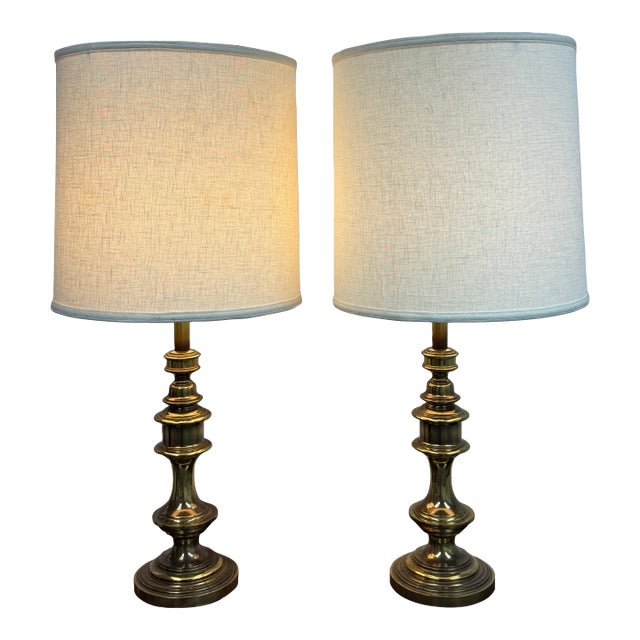Vintage Brass Table Lamps, Pair For Sale