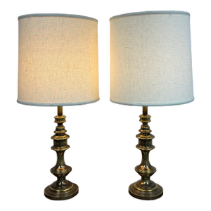 Vintage Brass Table Lamps, Pair