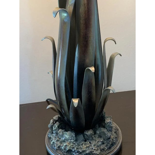 Wrought iron and gold leatherette console lamp, 1980s For Sale - Image 9 of 10