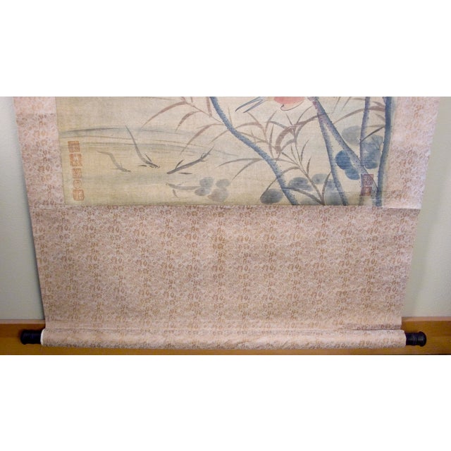 Textile Early 20th Century Chinese Flower and Bird Scroll For Sale - Image 7 of 9