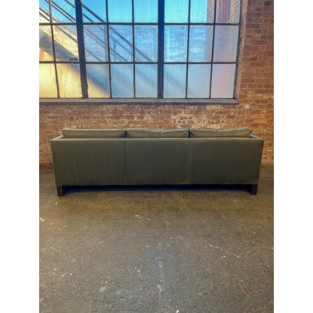 Mid 20th Century Three-Seat Sofa Attributed to Mies Van Der Rohe in Green Suede For Sale - Image 10 of 11