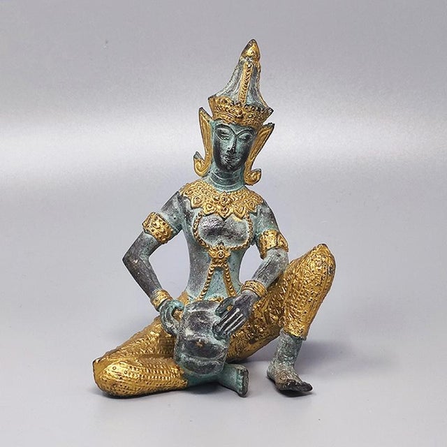 Thai Decorative Bronze Statue Depicting Deity, 1940s For Sale - Image 9 of 10