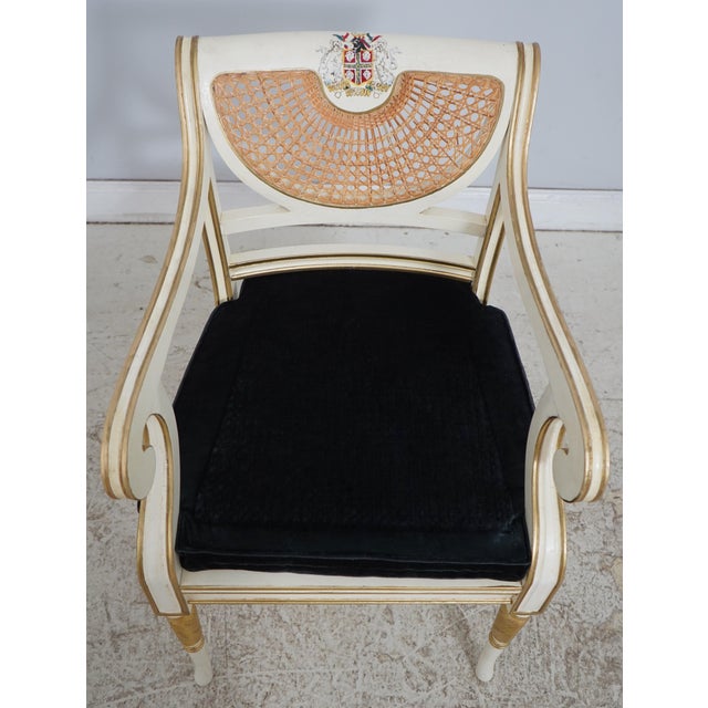 Age: Approx. 50 Years Old Details: English Style Regency Style Crackle Paint Finish Hand Painted Gilt Gold Accents Velvet...