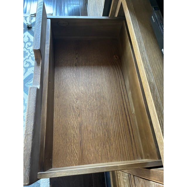 Wood Arhaus Baumann 113" Oak Media Wall Unit With Sliding Doors For Sale - Image 7 of 17