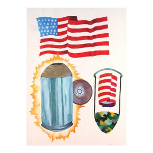 Marc Roder, Delivery, Nine Millimeter Flag, 2001 Gouache Painting