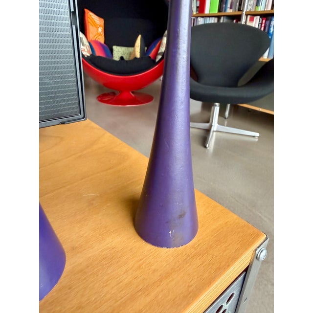 Rare 1960 Verner Panton Vip-302-1 Candlesticks Svend Andersen Denmark Purple Reversible Wood Pair For Sale - Image 9 of 15