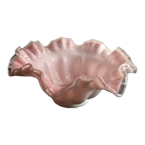 1970s Fenton Pink Silvercrest Ruffled Edge Bow