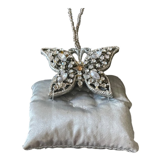 Vintage Gray Beaded Butterfly Tassel For Sale