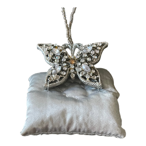 Vintage Gray Beaded Butterfly Tassel