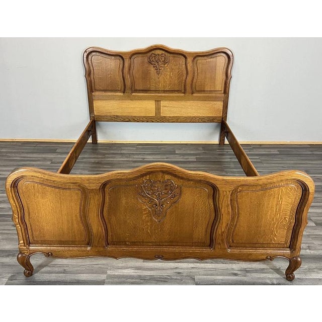 Vintage French Louis XVI Double Bed Frame in Oak For Sale - Image 11 of 11