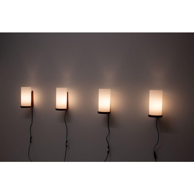 Teak & Acrylic Sconces by Luxus, 1960s, Set of 4 For Sale - Image 9 of 12
