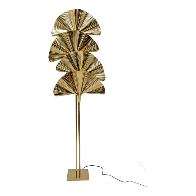 Italian Brass Gingko Floor Lamp in the style of Tommaso Barbi, 2000 For Sale