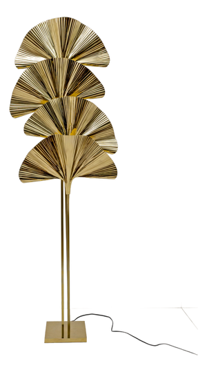Italian Brass Gingko Floor Lamp in the style of Tommaso Barbi, 2000