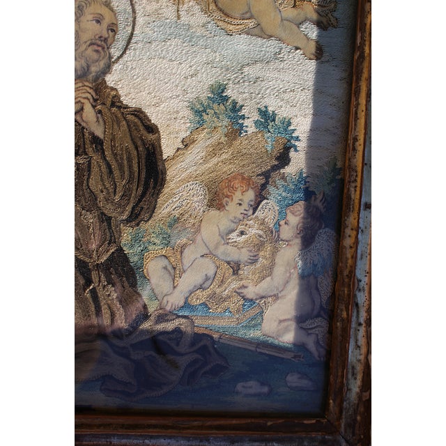 Spanish Artist, Composition, 18th Century, Embroidered & Painted Silk Panel For Sale - Image 4 of 18