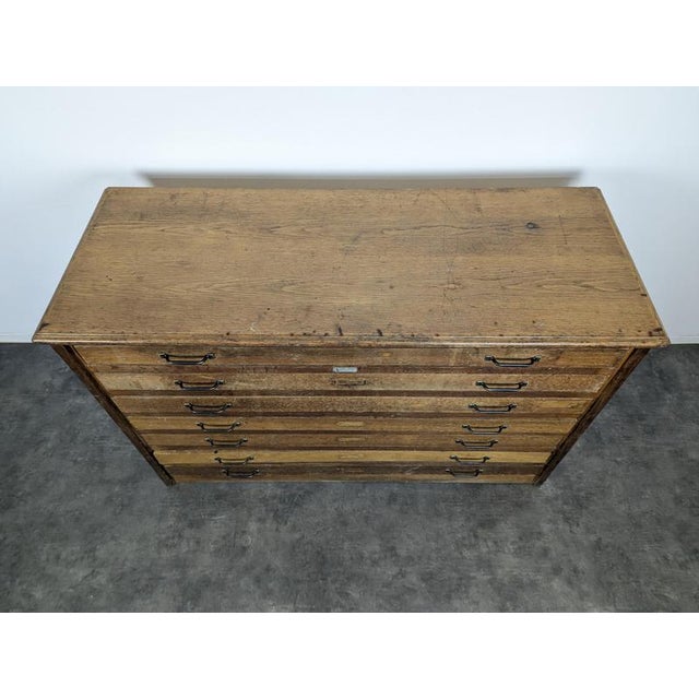 Industrial Oak Plan Cabinet by L. Sautereau For Sale - Image 3 of 8