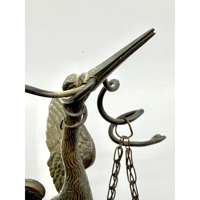 Pair of Grand Tour Pompeiian NeoClassical Bronze Heron Oil Lamps with Mouse, Swan For Sale In Palm Springs - Image 6 of 18