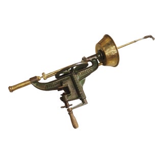 Circa 1915 French Industrial Green and Gold Wine Bottle Cleaner For Sale