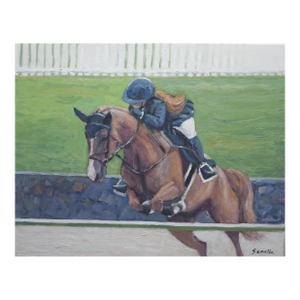 Original Oil Painting on Canvas, Equestrianism by Sean Wu