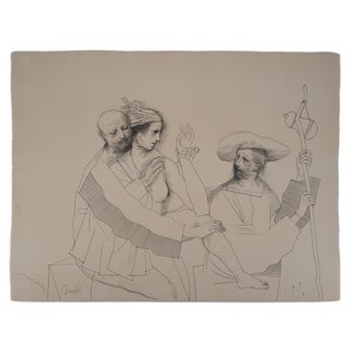 The Lovers and the Pilgrim Drawing by Miguel Conde, 1993 For Sale
