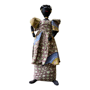 Handmade Senegalese Cloth Doll With Beaded Hair & Jewelry, 1990