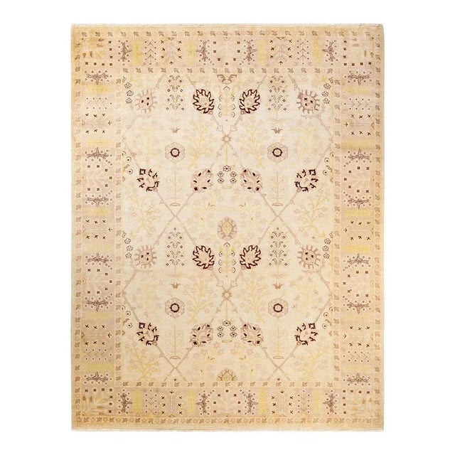 Ivory Eclectic, One-of-a-Kind Hand-Knotted Area Rug in Ivory, 9' 3" x 12' 2" For Sale - Image 8 of 8