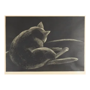 Vintage 1955 Hartwell Wyse Priest Cat Lithograph