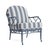 Brown Jordan Calcutta Lounge Chair in Sapphire with Sapphire Stripe and Sea Salt Welt Cushions For Sale