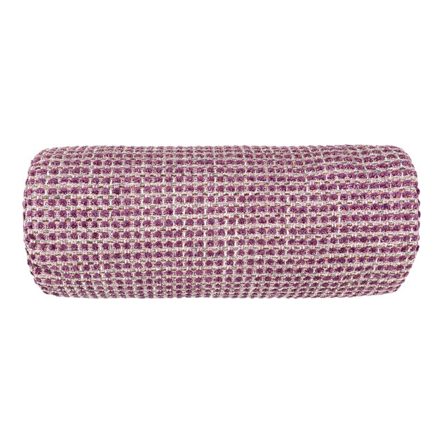 The House Of Scalamandré Heatherton Bolster Pillow In Plum For Sale