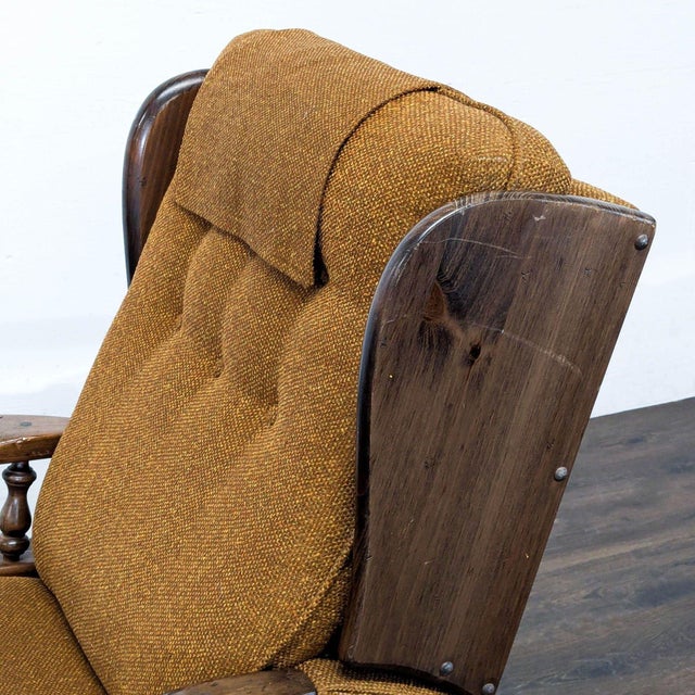 Wood Vintage Mid-Century Platform Rocker Recliner With Wood Spindle Arms For Sale - Image 7 of 9