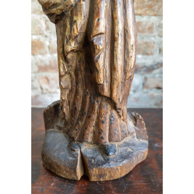 19th Century Spanish Colonial Religious Carved Santos Figure of the Madonna and Child For Sale - Image 10 of 13