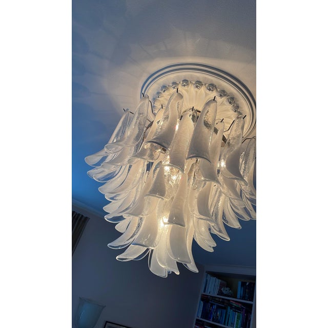 Large White Murano Chandelier For Sale - Image 10 of 11
