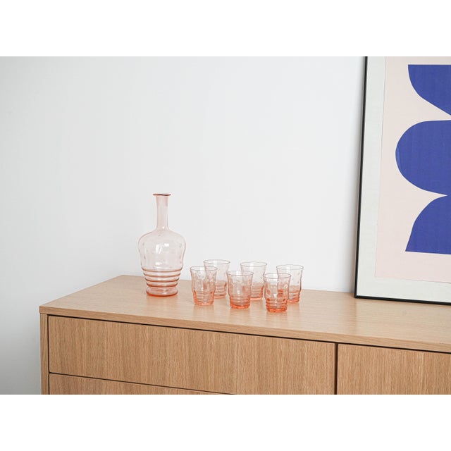 Glass Vintage Italian Glasses and Carafe, 1970s, Set of 6 For Sale - Image 7 of 8