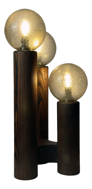 Vintage Model 19 Table Lamp in Wood and Hand-Blown Glass from Temde Leuchten, 1970s