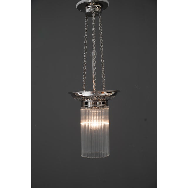 1920s Vintage Nickel-Plated Ceiling Lamps with Glass Sticks, 1920, Set of 2 For Sale - Image 5 of 16