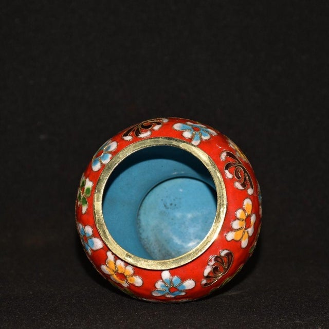 Vintage Chinese Cloisonné Enamel Ginger Jar With Peony Motif For Sale - Image 9 of 9