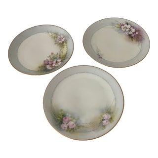 Late 19th Century Set of 3 Hand Painted Barvarian Dessert Plates Signed by Artist For Sale