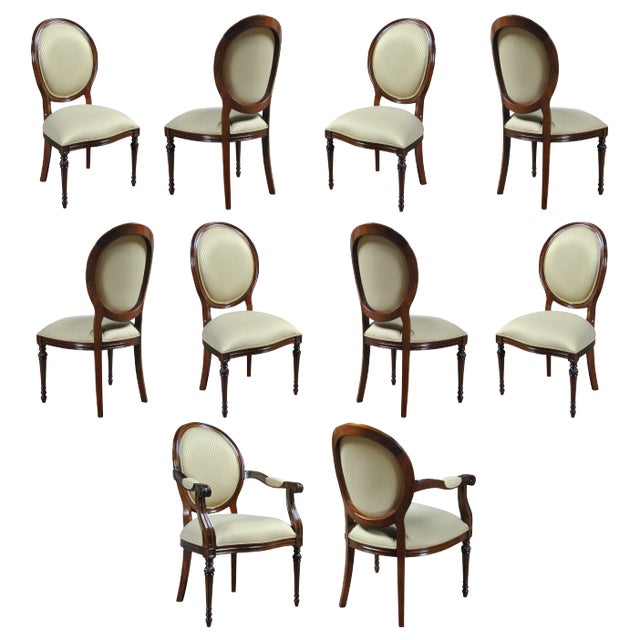 Round Back Mahogany Chairs- Set of 10 For Sale