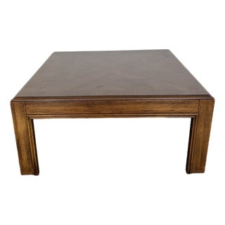1980s Vintage Drexel Accolade Walnut Parsons Coffee Table For Sale