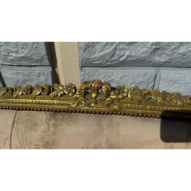 Gold 1970s Louis XVI Style Giltwood Settee With Scenic Tapestry Upholstery For Sale - Image 8 of 13