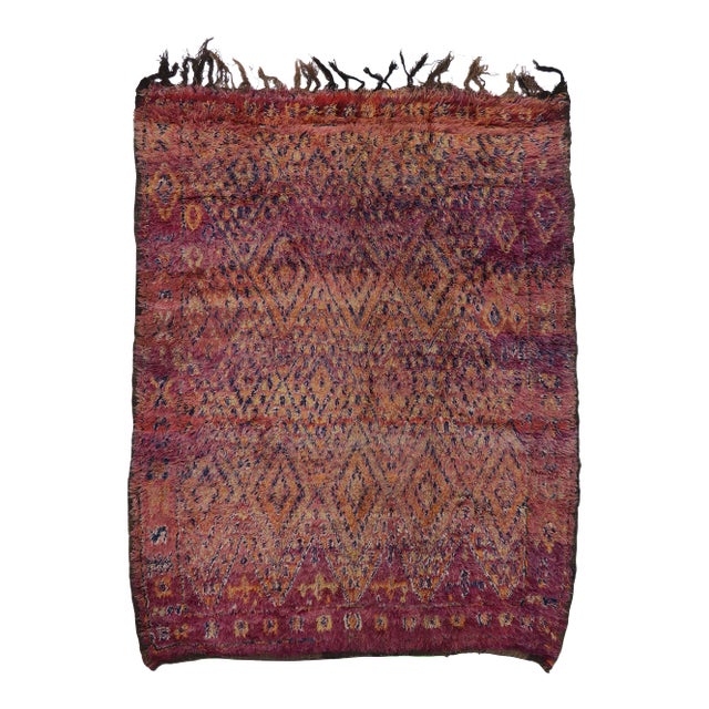 Late 20th Century Vintage Beni MGuild Moroccan Rug, 07'02 X 09'00 For Sale